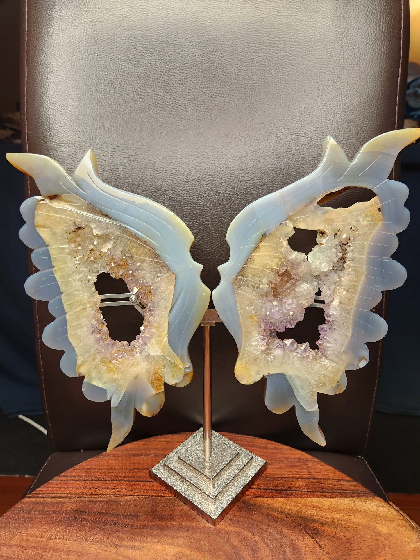 Druzy Amethyst Wings on Stand.