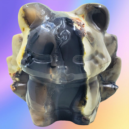 Volcano Agate Ninetails Fox Carvings