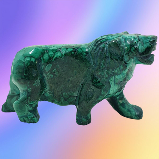 RARE Malachite Lion Carving