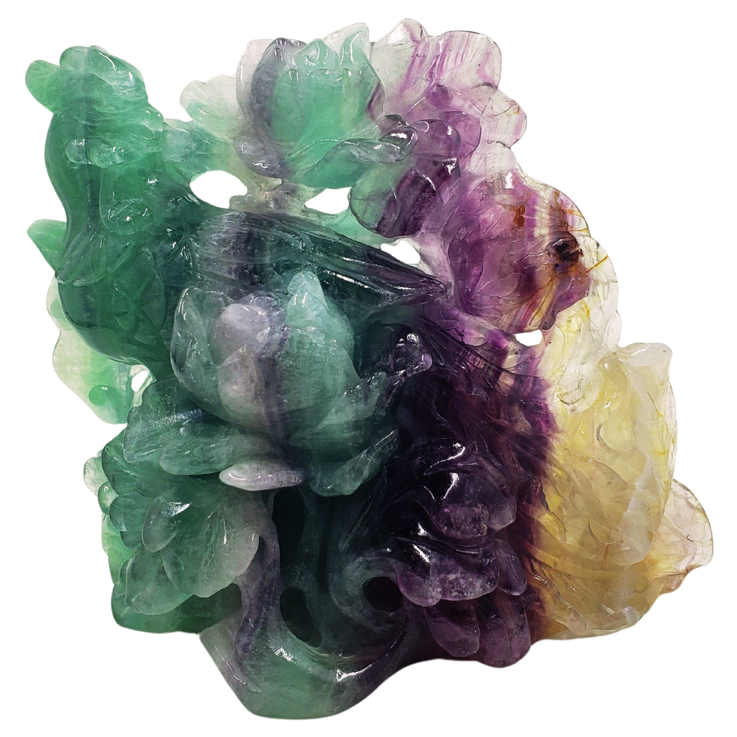 Rainbow Fluorite Phoenix with Flowers