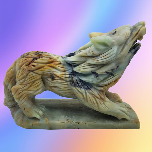Amazonite Wolf Carving