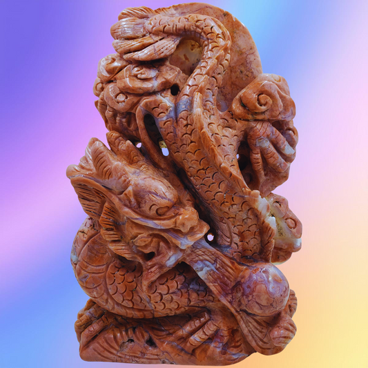 Petal Agate Dragon Carving