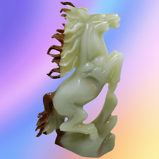 Green Onyx Horse Carving