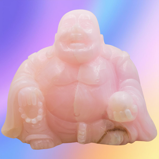 Pink Calcite Buddha Carving