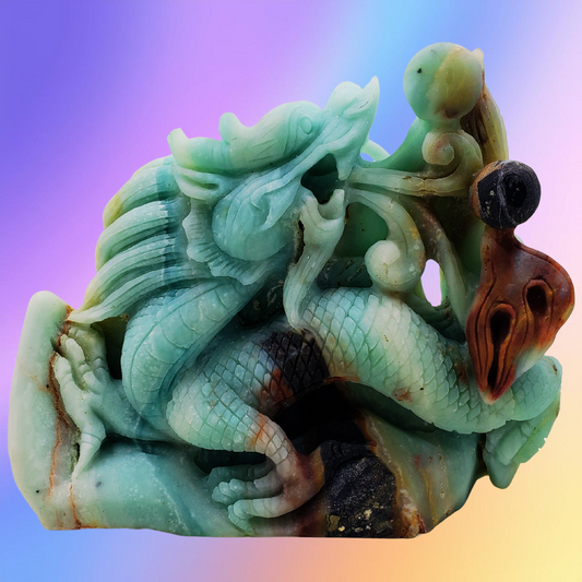 Amazonite Chinese Dragon Carving