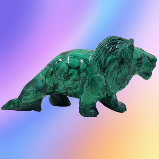 RARE Malachite Lion Carving