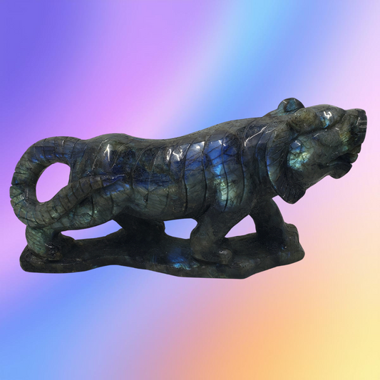 Labradorite Tiger Carving