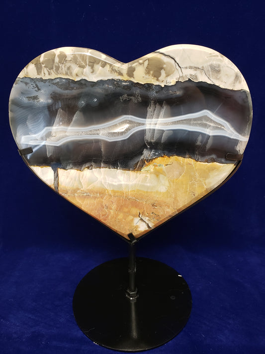 Volcano Agate Heart Carving on Stand