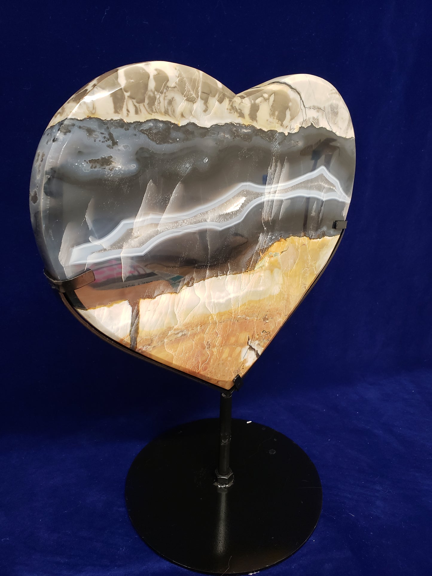 Volcano Agate Heart Carving on Stand