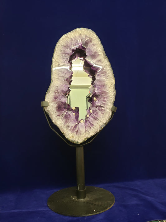 Amethyst Cluster Mirror with Stand
