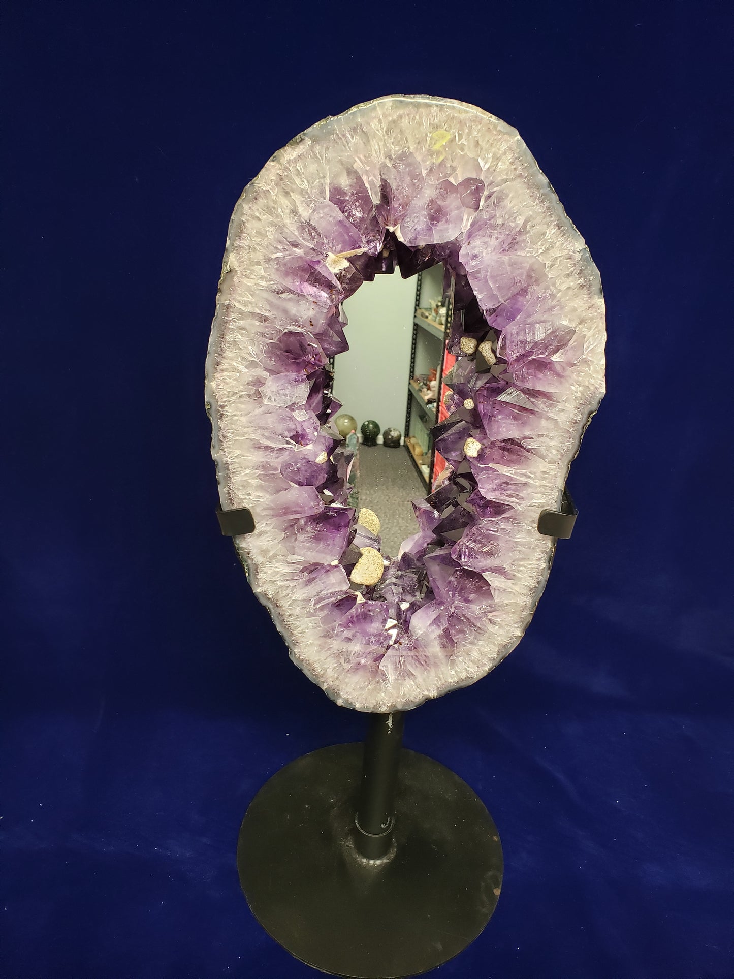 Amethyst Cluster Mirror with Stand