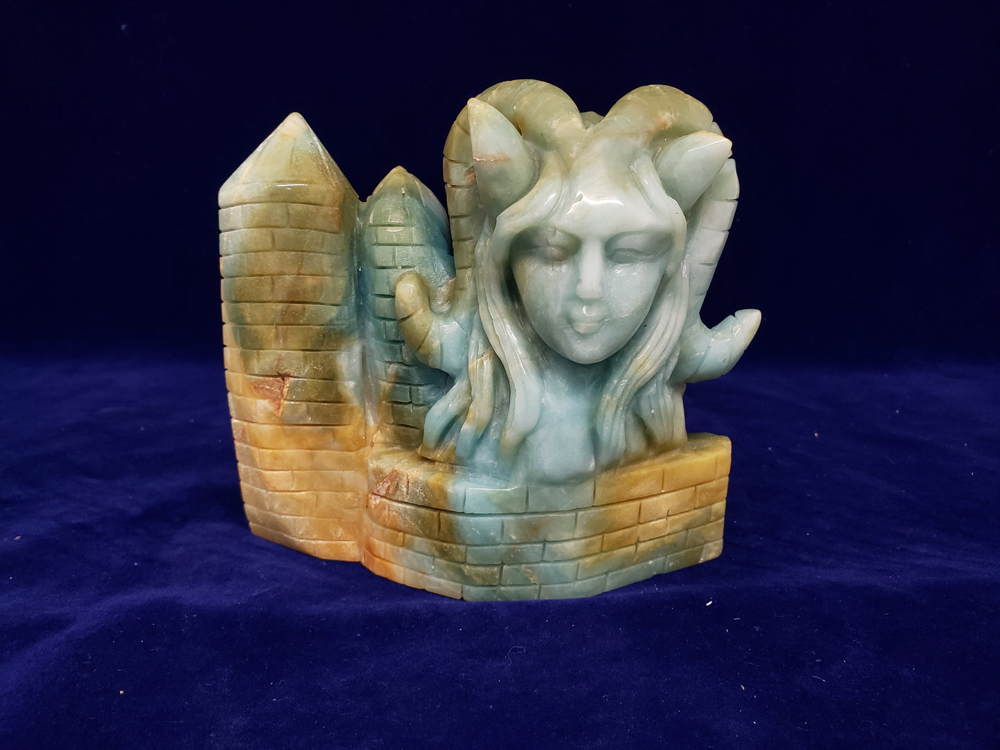 Amazonite Women Castle Carving