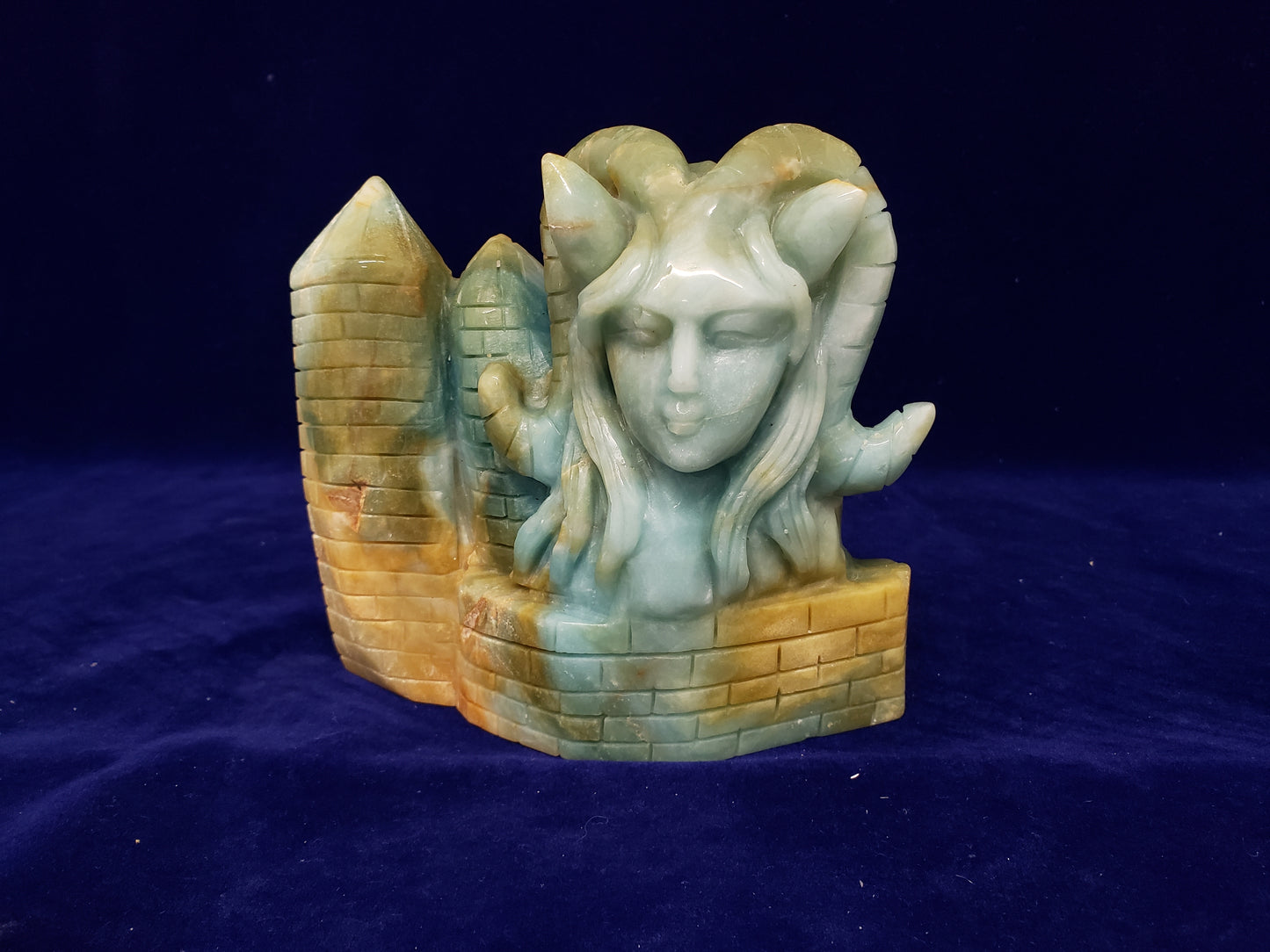 Amazonite Women Castle Carving