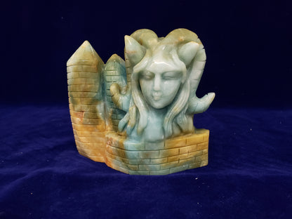 Amazonite Women Castle Carving