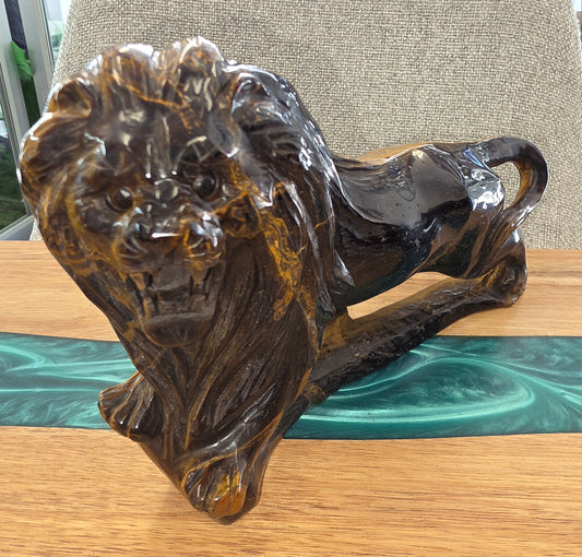 Tiger Eye Lion Carving