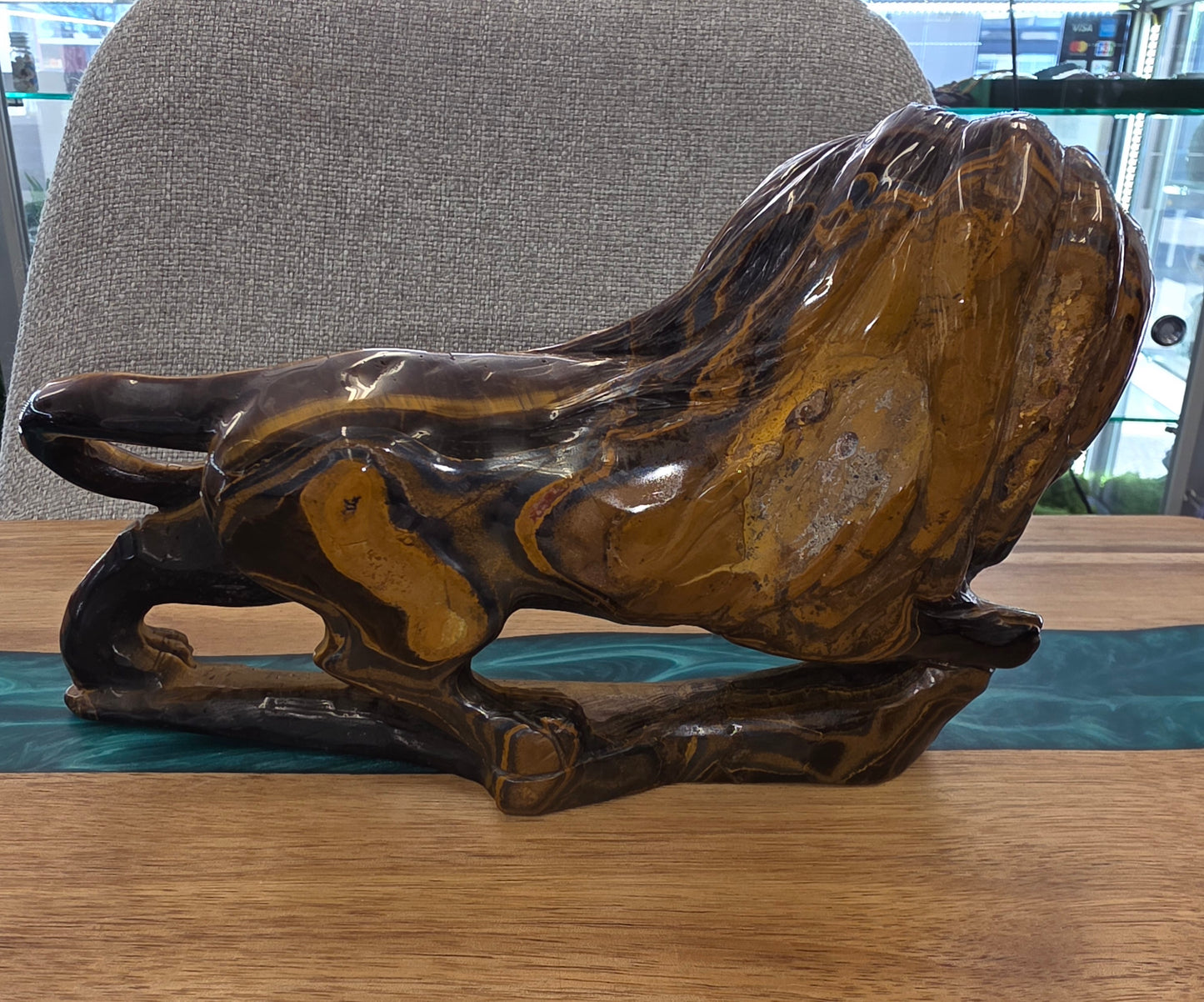 Tiger Eye Lion Carving
