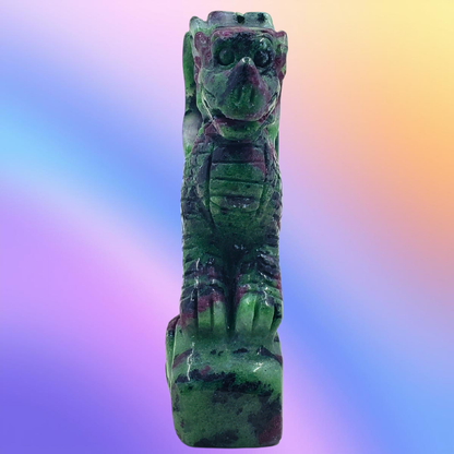 Ruby Zoisite Free Standing Dragon Carving
