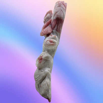 Pink Opal Owls Carving