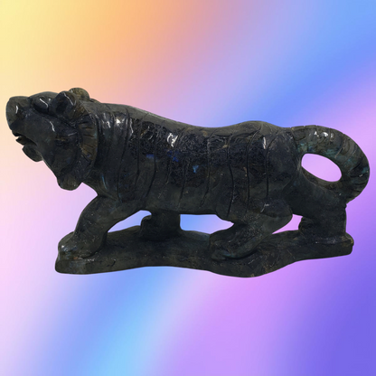 Labradorite Tiger Carving