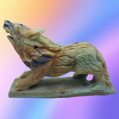 Amazonite Wolf Carving