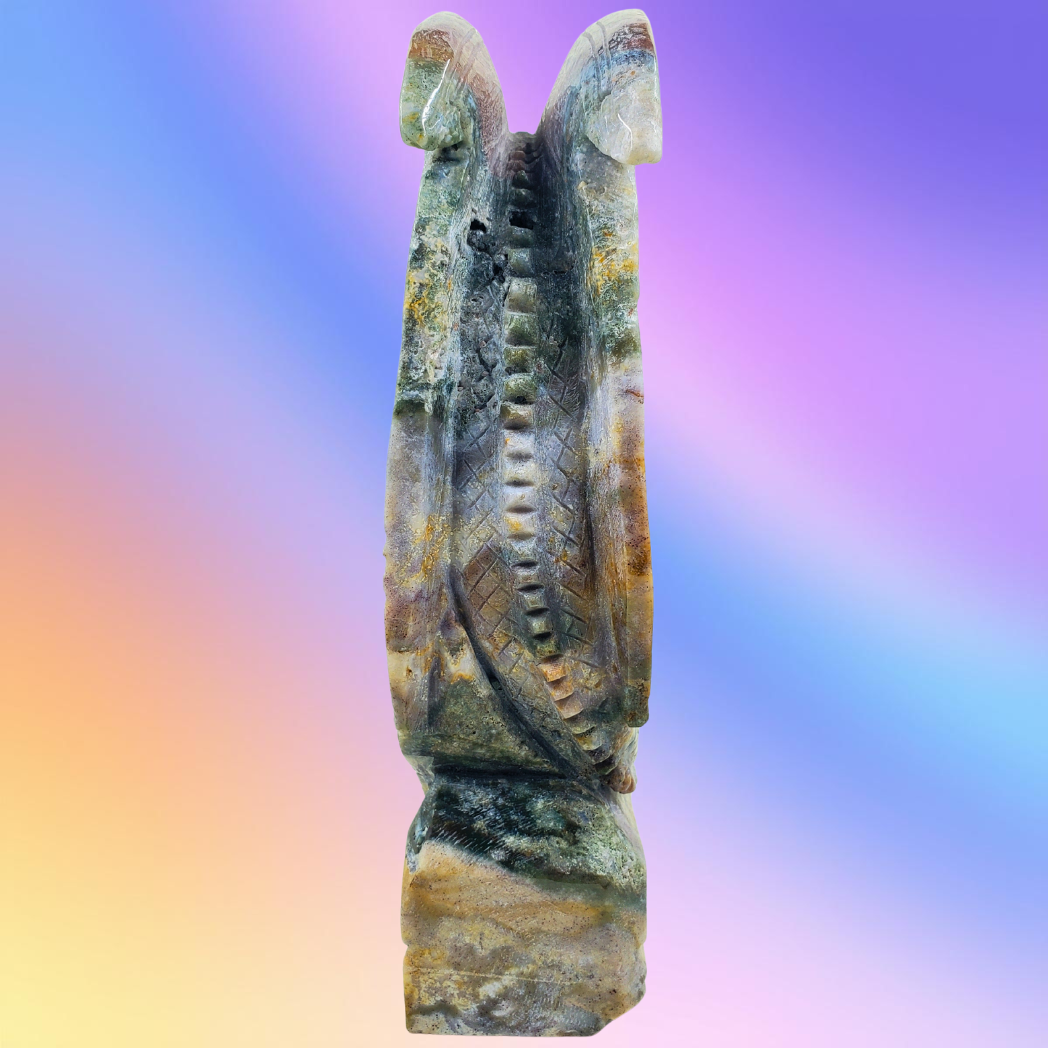 Ocean Jasper Dragon on Rock Carving