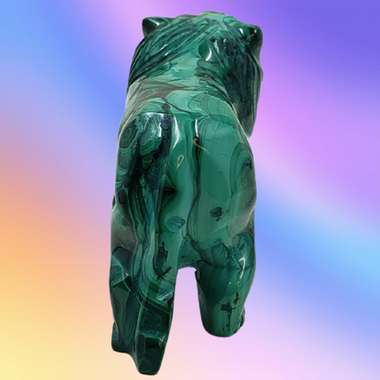 RARE Malachite Lion Carving