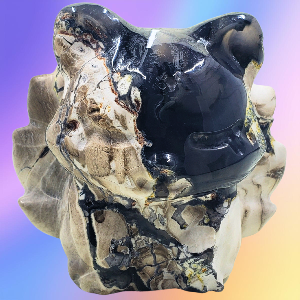 Volcano Agate Ninetails Fox Carvings