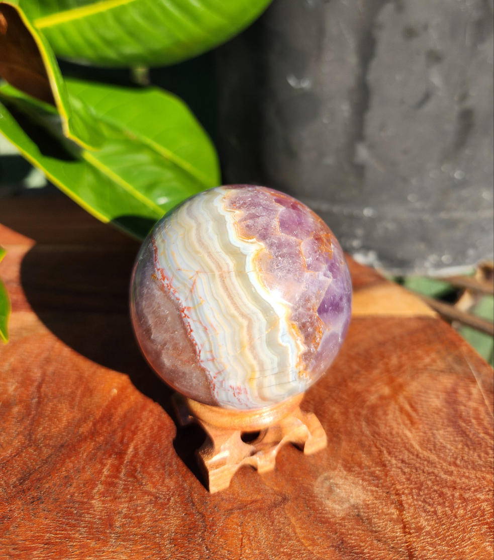 Mexican Agate & Amethyst Sphere.