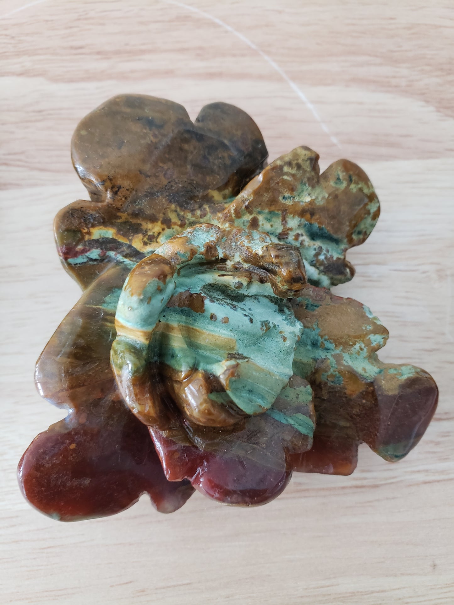 Ocean Jasper Rose Flower Carving