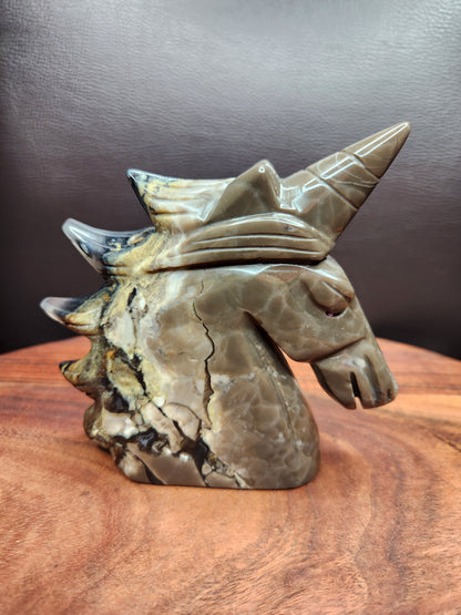 Volcano Agate Unicorn Carving
