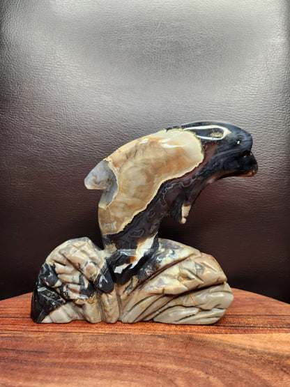 Volcano Agate Dolphin Carving