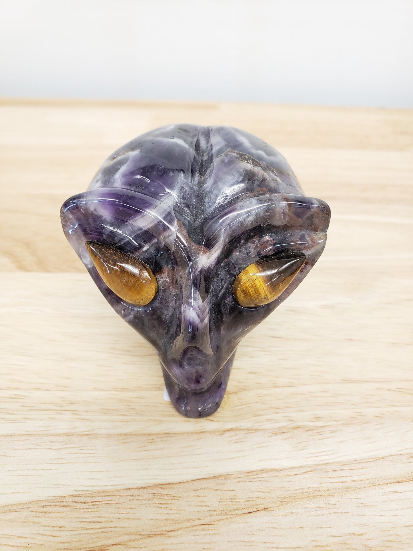 Amethyst Alien Head with Tiger Eyes