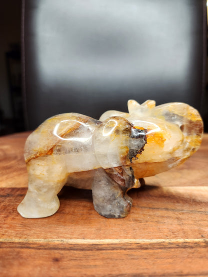Golden Healer Elephant Carving