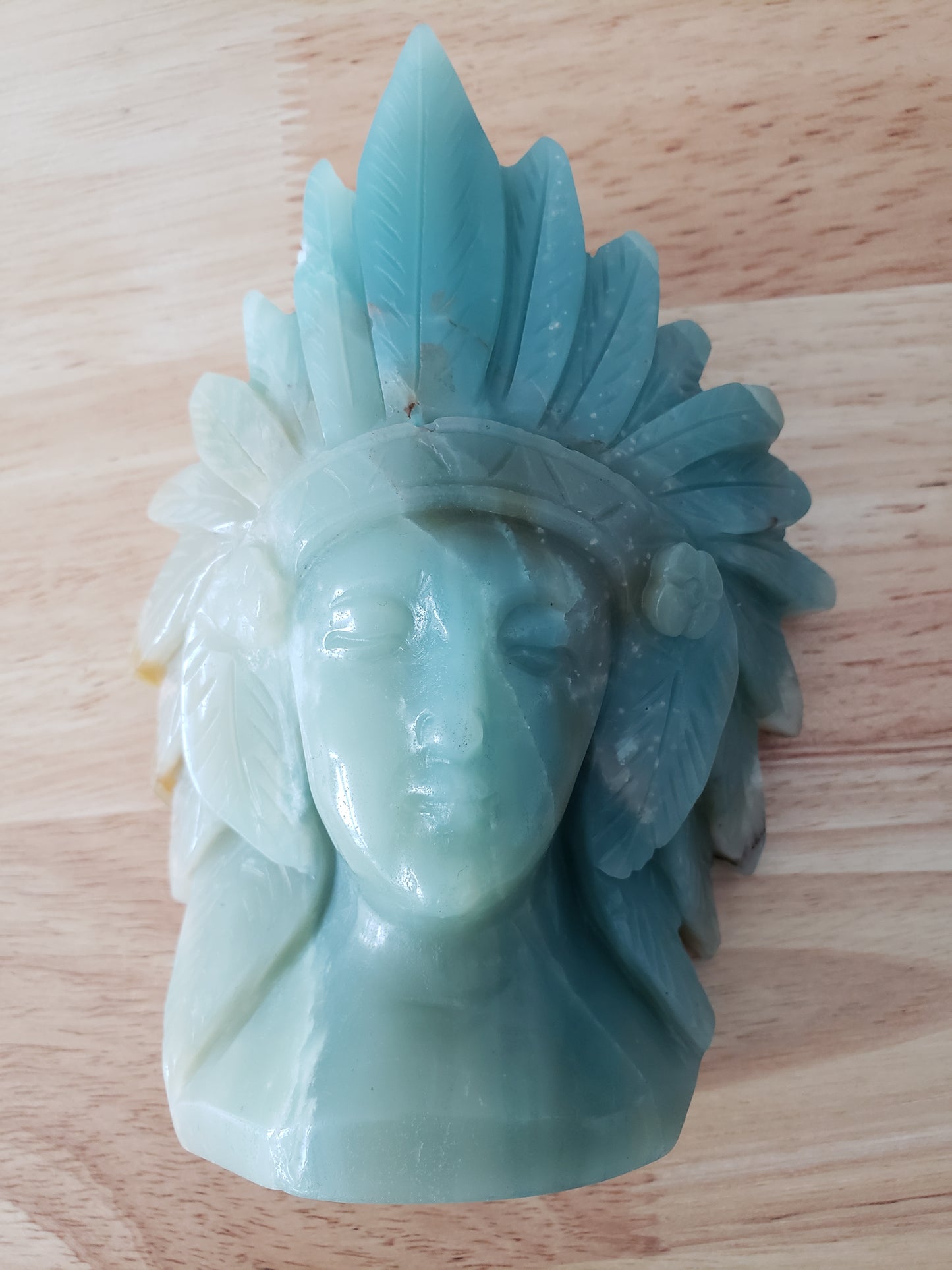 Amazonite Native Indian Princess Carving