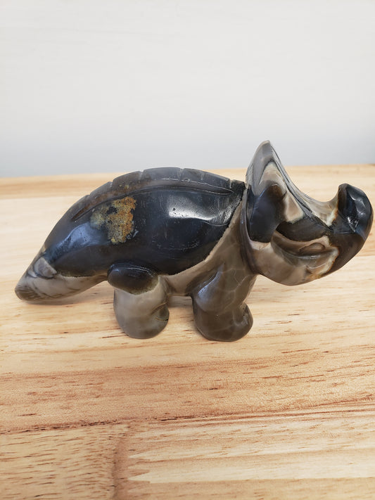 Volcano Agate Rhino Carving