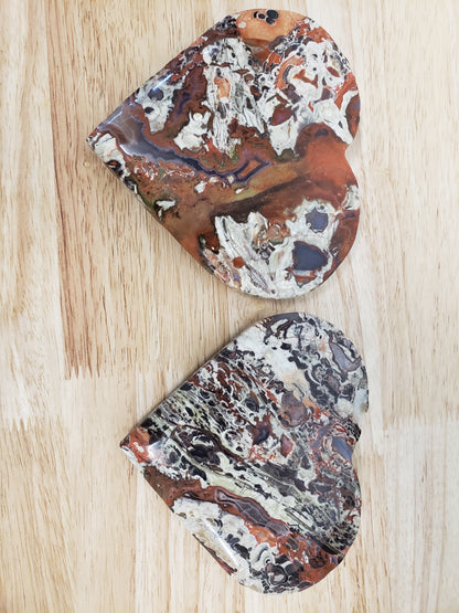 Money Agate Heart Carvings