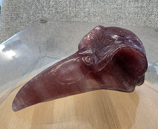 Strawberry Quartz Crow Skull