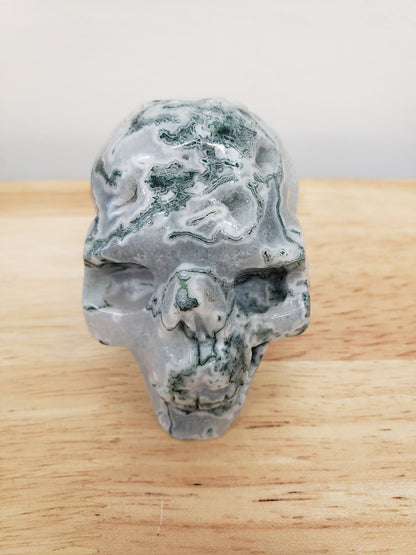 Moss Agate Skull Head