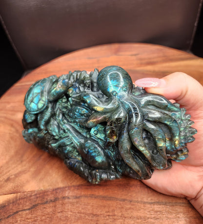 Labradorite Sea Creatures Carving