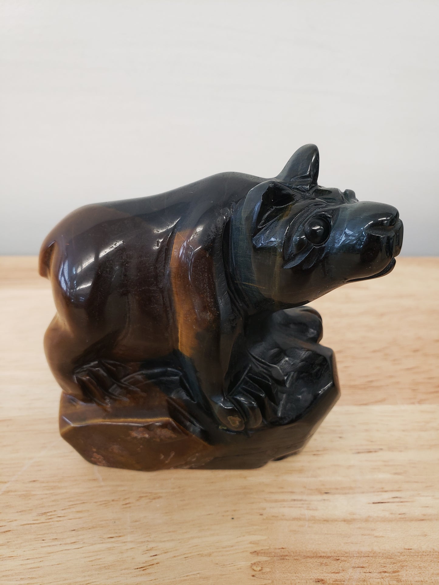 Tiger Eyes Bear Carving