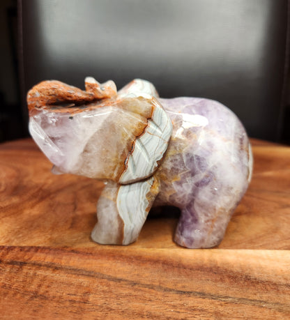Mexican Agate & Amethyst Elephant Carving