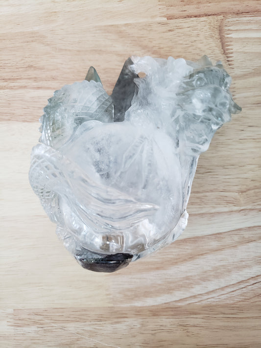 Garden Quartz Dragon Sphere Carving
