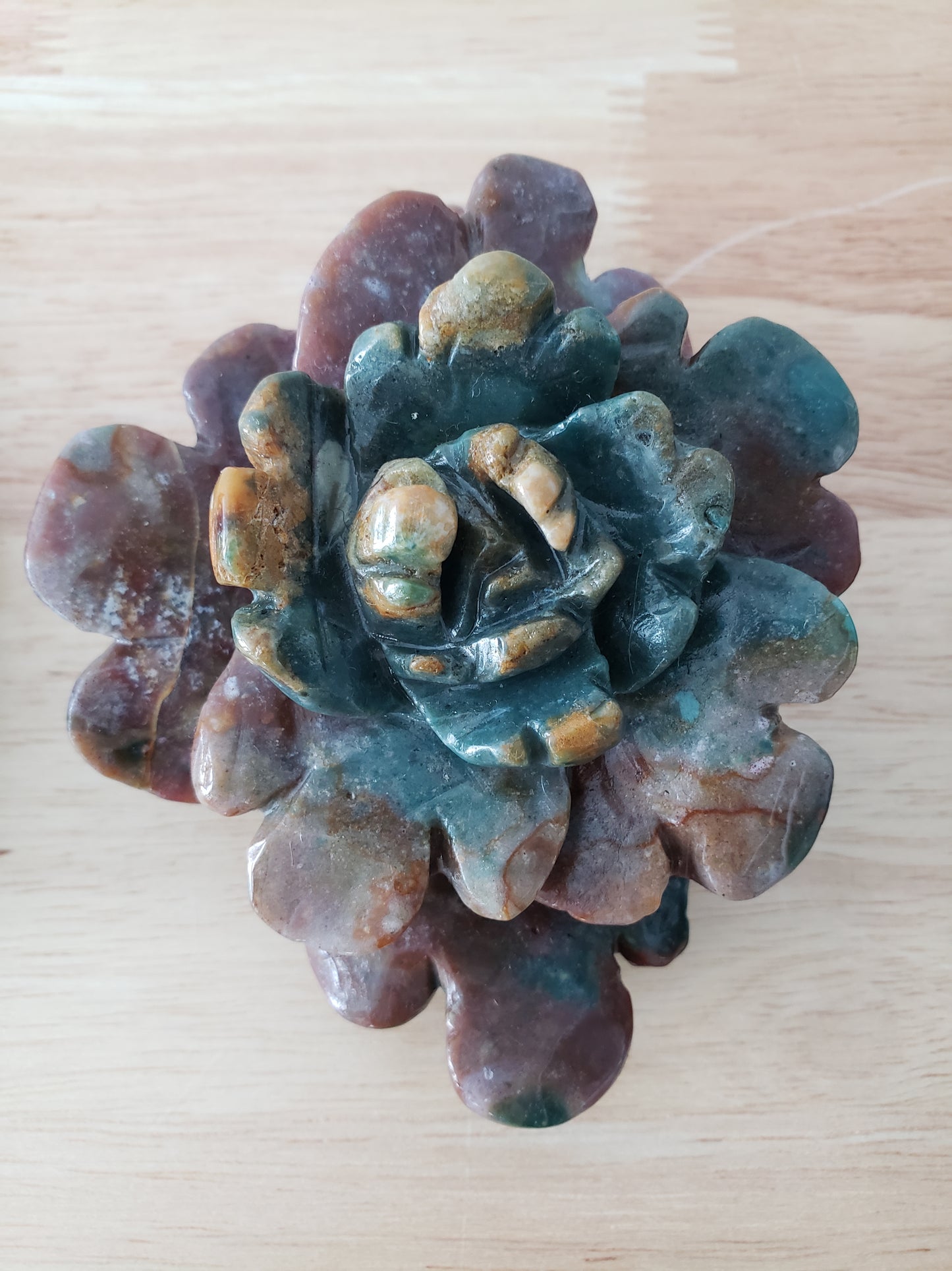Ocean Jasper Rose Flower Carving