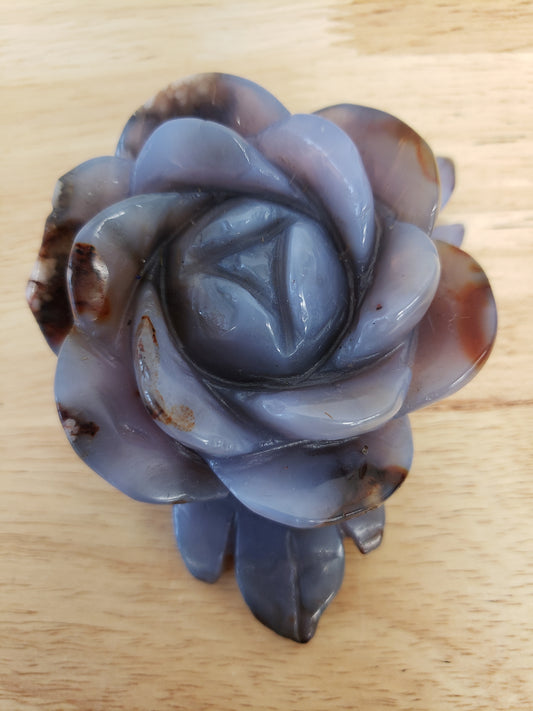 Blue Flower Agate Druzey Flower Carving