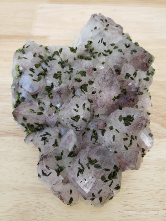 Red Hematite Quartz Cluster with Epidote