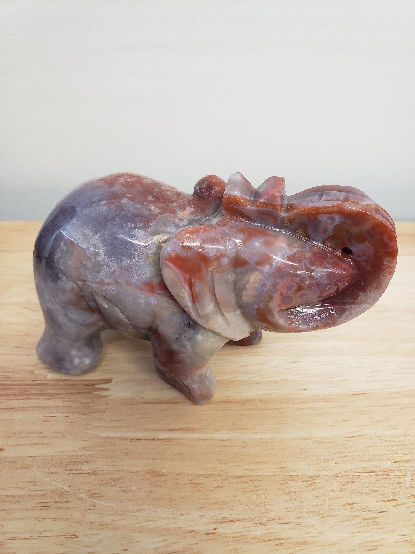 Red Moss Agate Elephant Carving