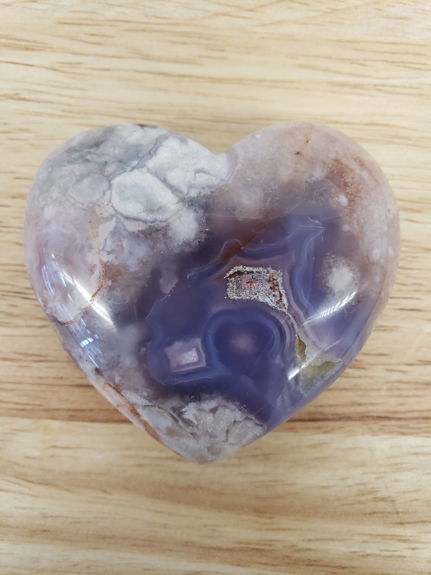 Blue Flower Agate Hearts