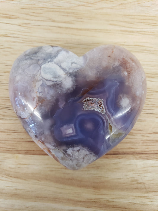 Blue Flower Agate Hearts