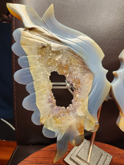 Druzy Amethyst Wings on Stand.