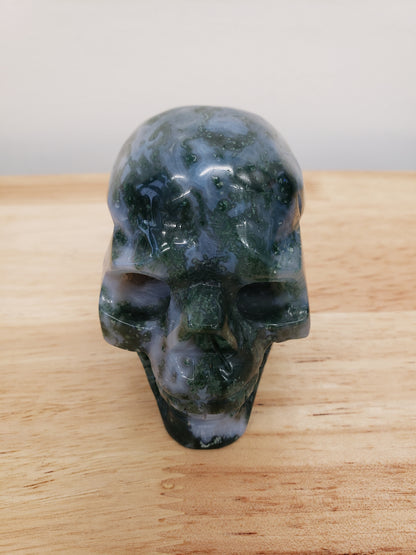 Moss Agate Skull Head
